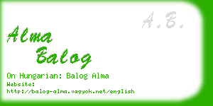 alma balog business card